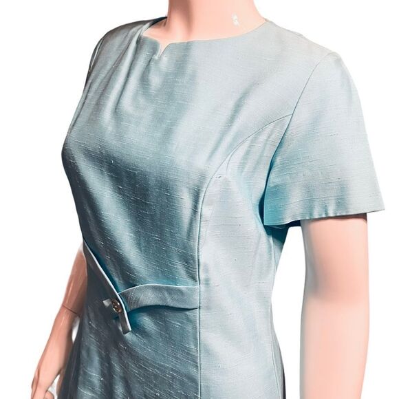 Vintage Turquoise Sheath Midi Dress  size 10 - Picture 4 of 9